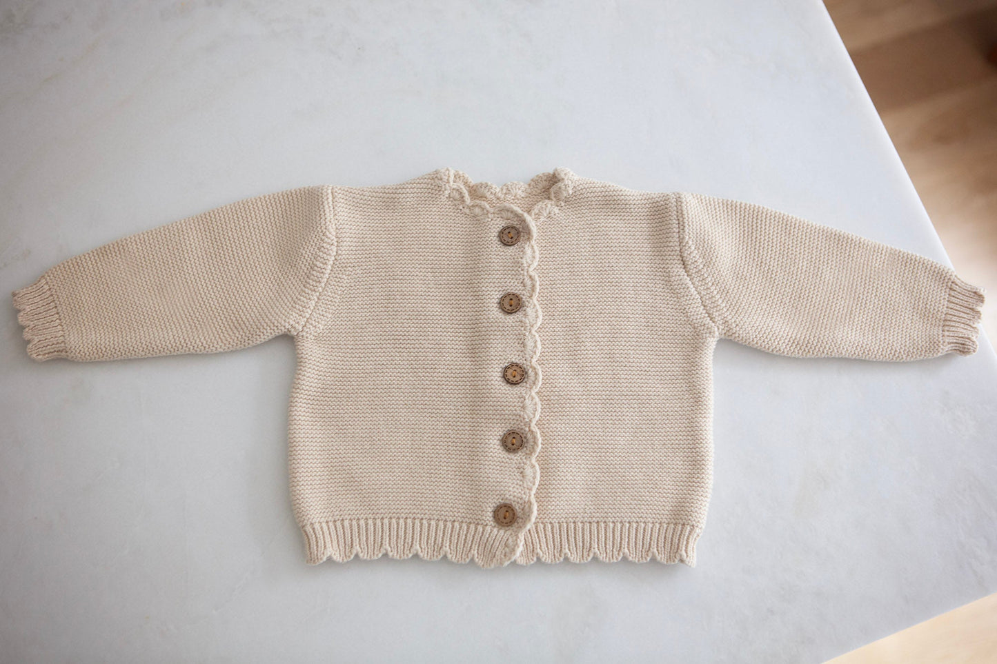 Baby Girl Cardigan Sweater with scalloped details - Cheerful Lane