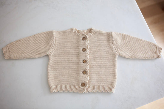 Baby Girl Cardigan Sweater with scalloped details - Cheerful Lane