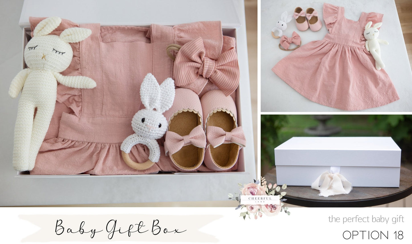 Baby Girl Gift Box Set - includes personalized gift tag - Cheerful Lane