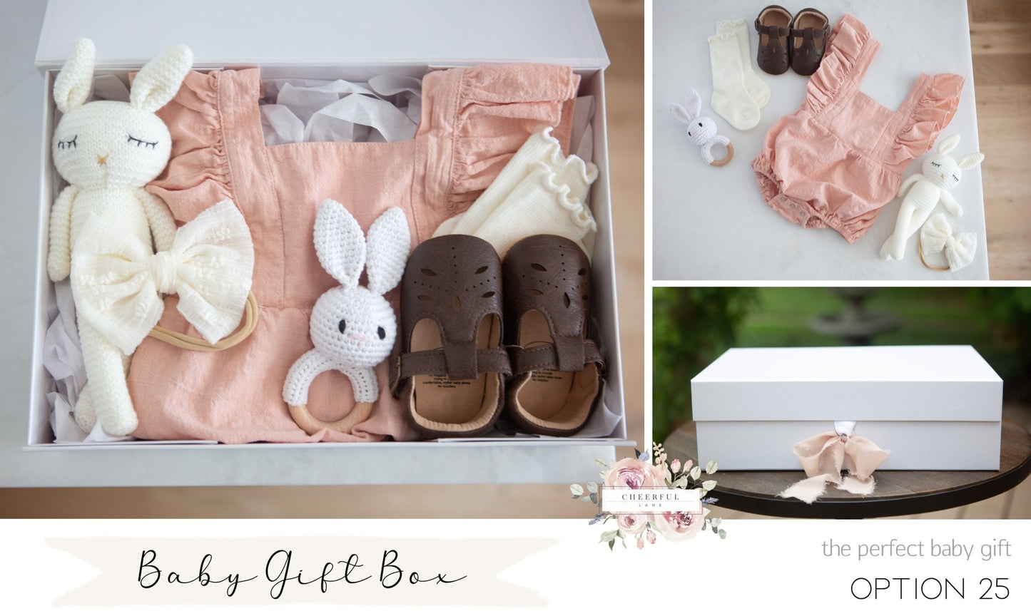 Baby Girl Gift Box Set with personalized gift tag - Cheerful Lane
