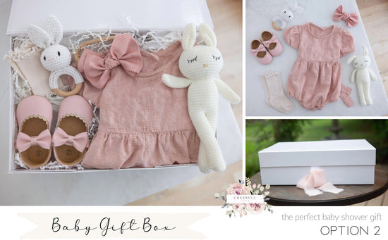 Baby Girl Gift Box Set with personalized gift tag - Cheerful Lane