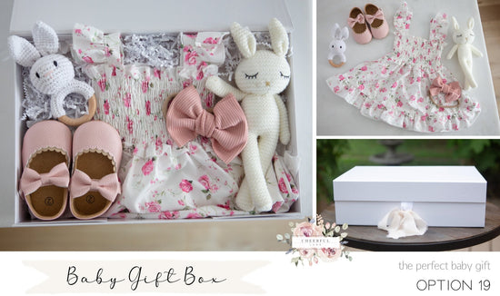 Baby Girl Gift Box with personalized gift tag - Cheerful Lane