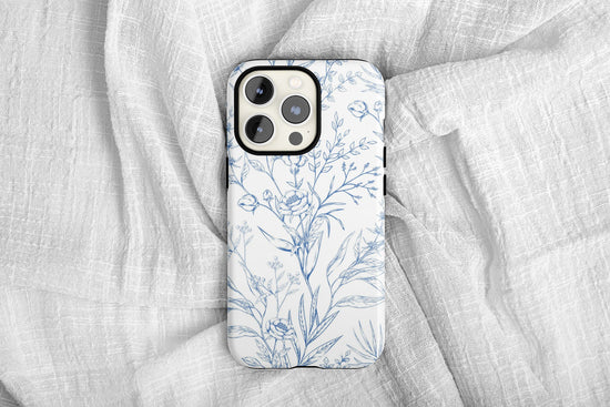 Blue Floral Phone case fits iPhone Samsung Galaxy Google Pixel - Cheerful Lane