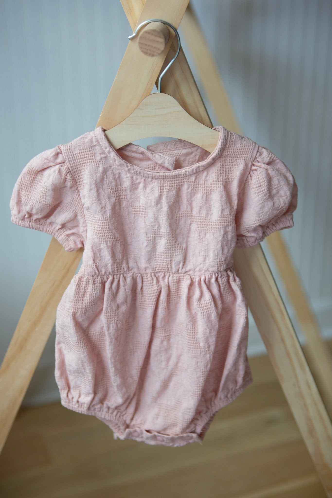 Blush Pink Baby Girl Romper with Back Bow - Cheerful Lane