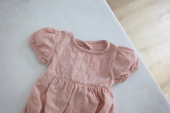 Blush Pink Baby Girl Romper with Back Bow - Cheerful Lane