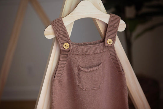 Brown Knit Overalls Baby Romper - Cheerful Lane