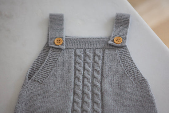Grey Knit Overalls Baby Romper - Cheerful Lane