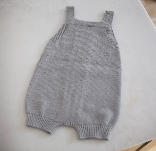 Grey Knit Overalls Baby Romper - Cheerful Lane