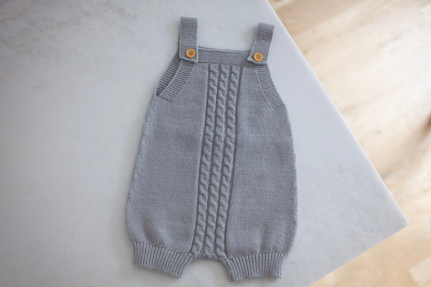 Grey Knit Overalls Baby Romper - Cheerful Lane
