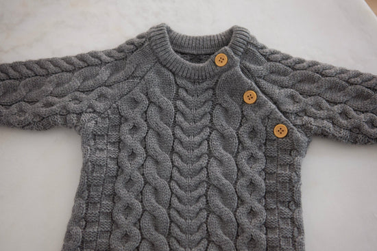 Grey Knit Sweater Baby Romper - Cheerful Lane