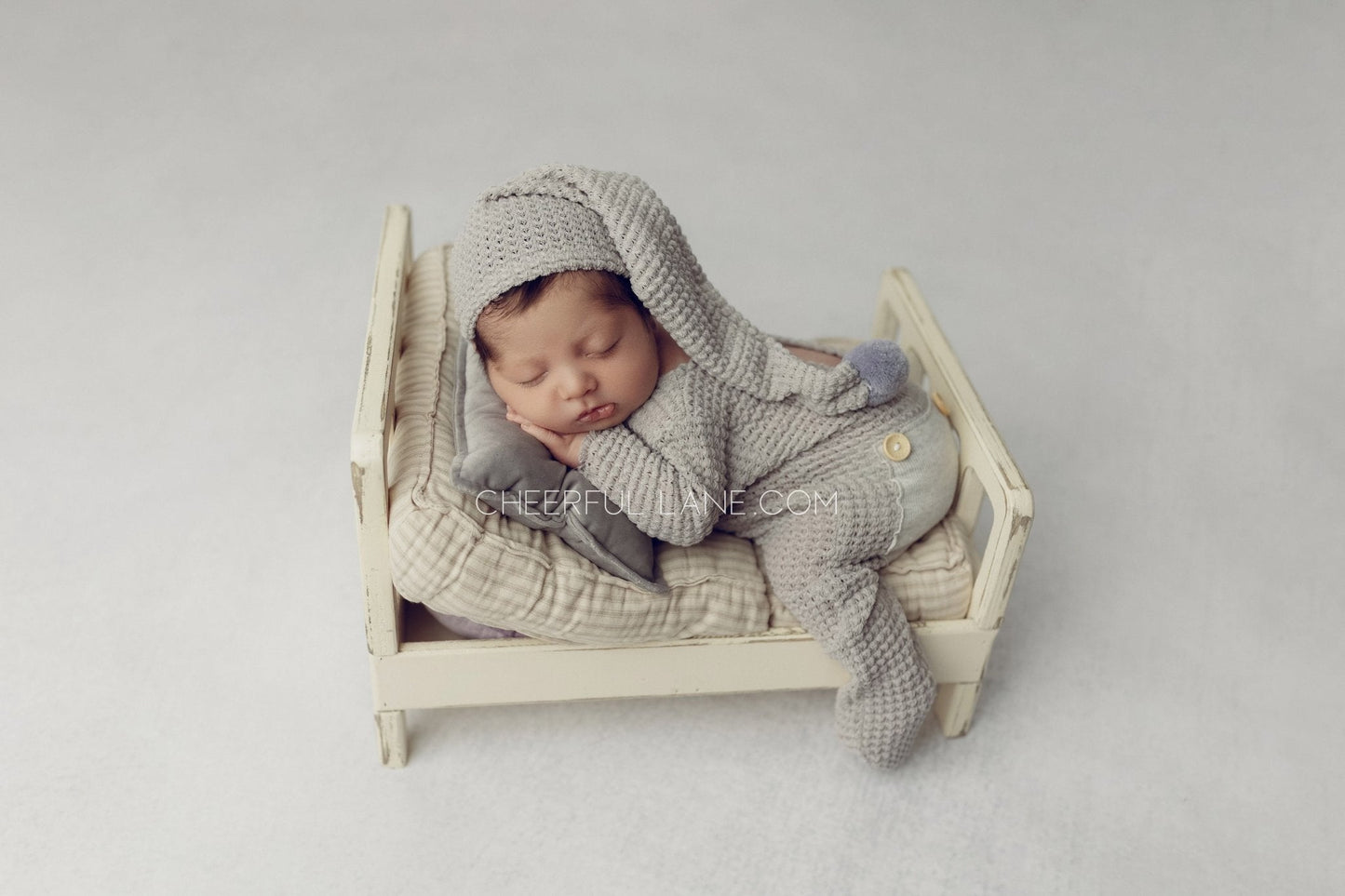 Newborn Photography Prop Knitted Newborn Romper and Hat Set - Newborn Prop - Cheerful Lane