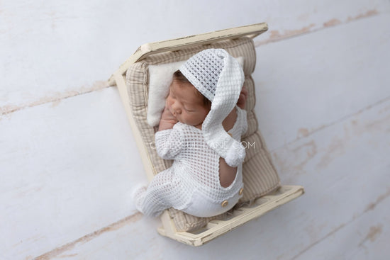 Newborn Photography Prop Knitted Newborn Romper and Hat Set - Newborn Prop - Cheerful Lane
