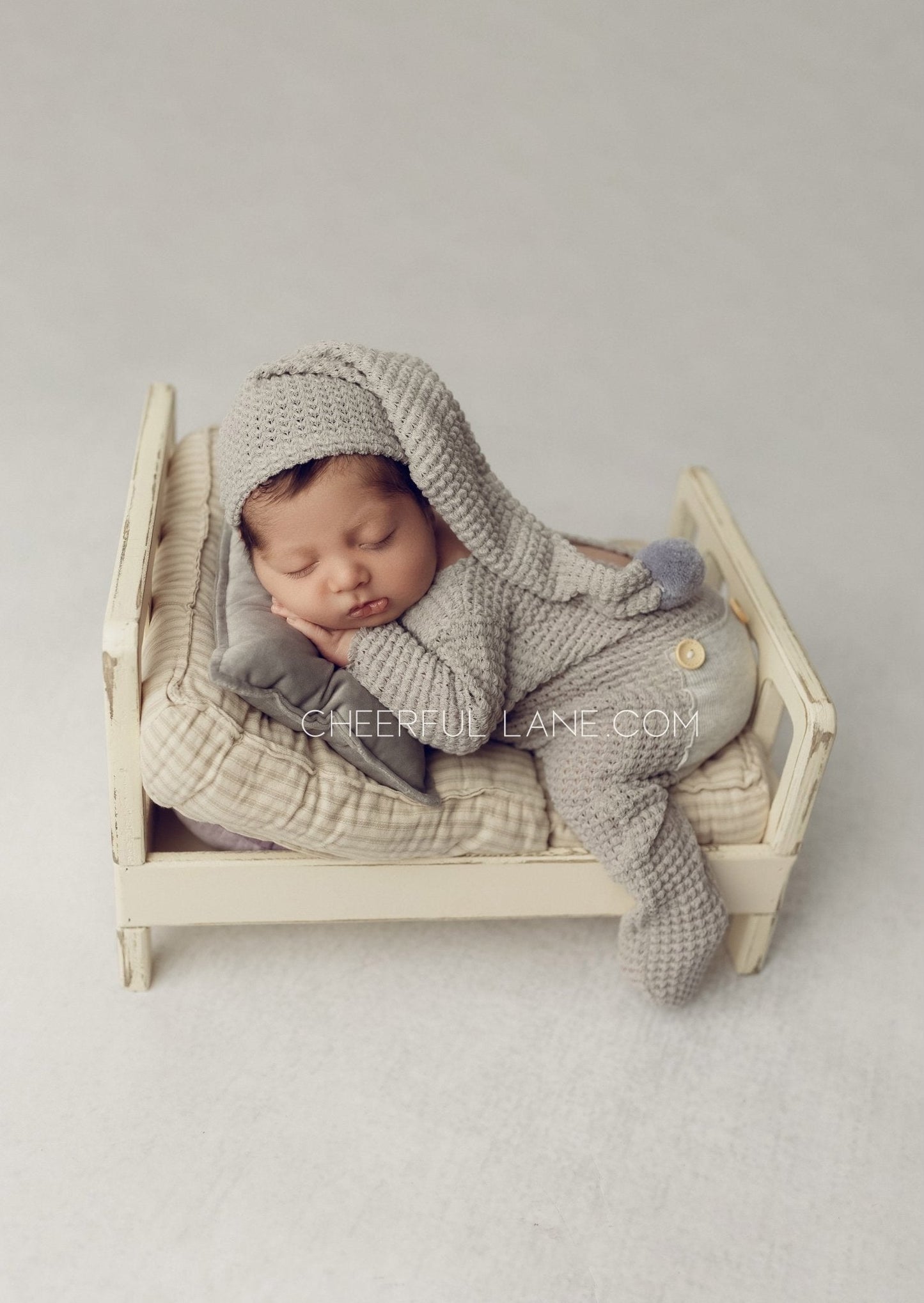 Newborn Photography Prop Knitted Newborn Romper and Hat Set - Newborn Prop - Cheerful Lane