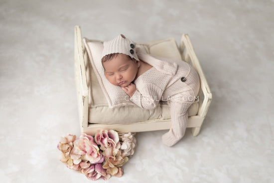 Newborn Photography Prop - Newborn Sleeper and Hat Set - Cheerful Lane
