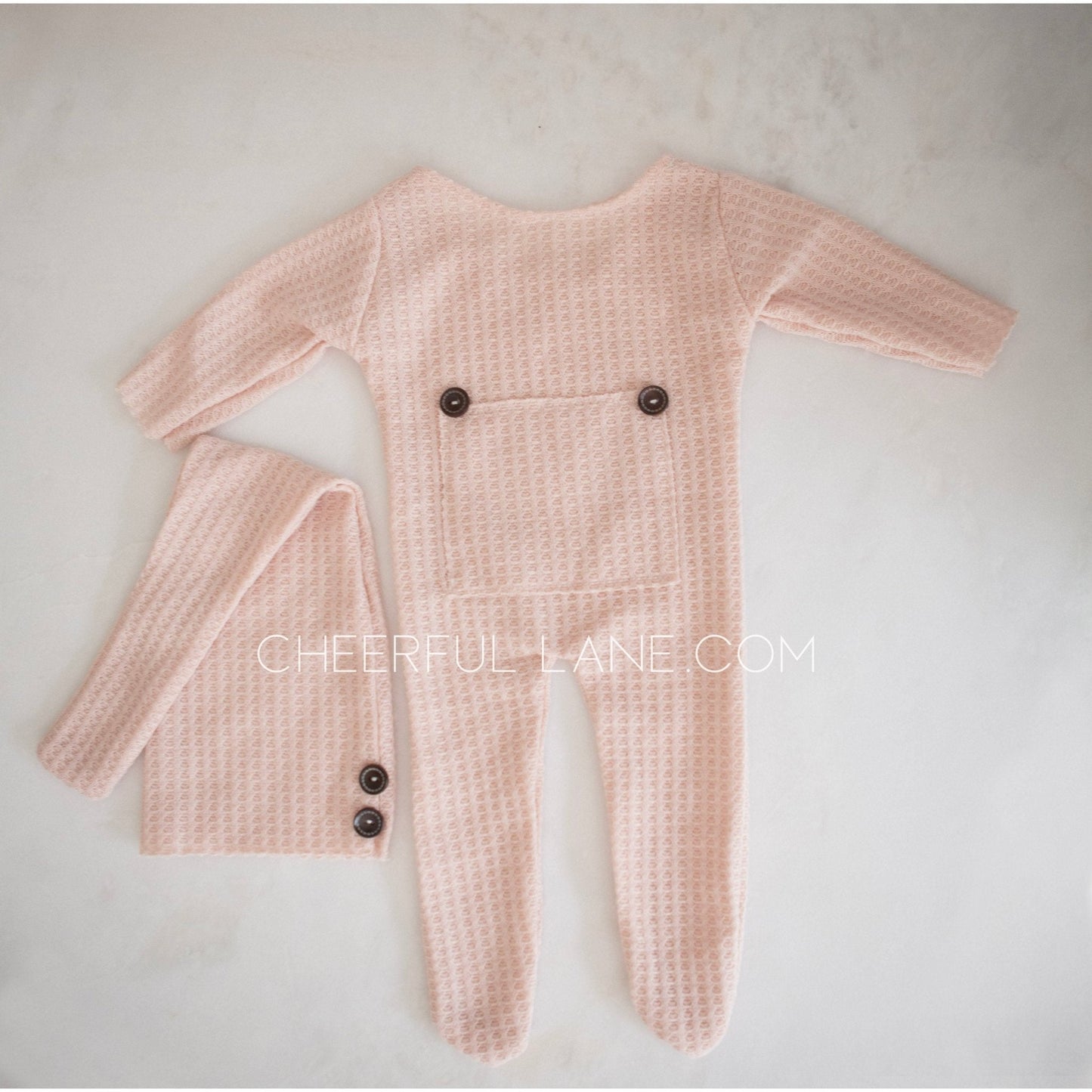 Newborn Photography Prop - Newborn Sleeper and Hat Set - Cheerful Lane