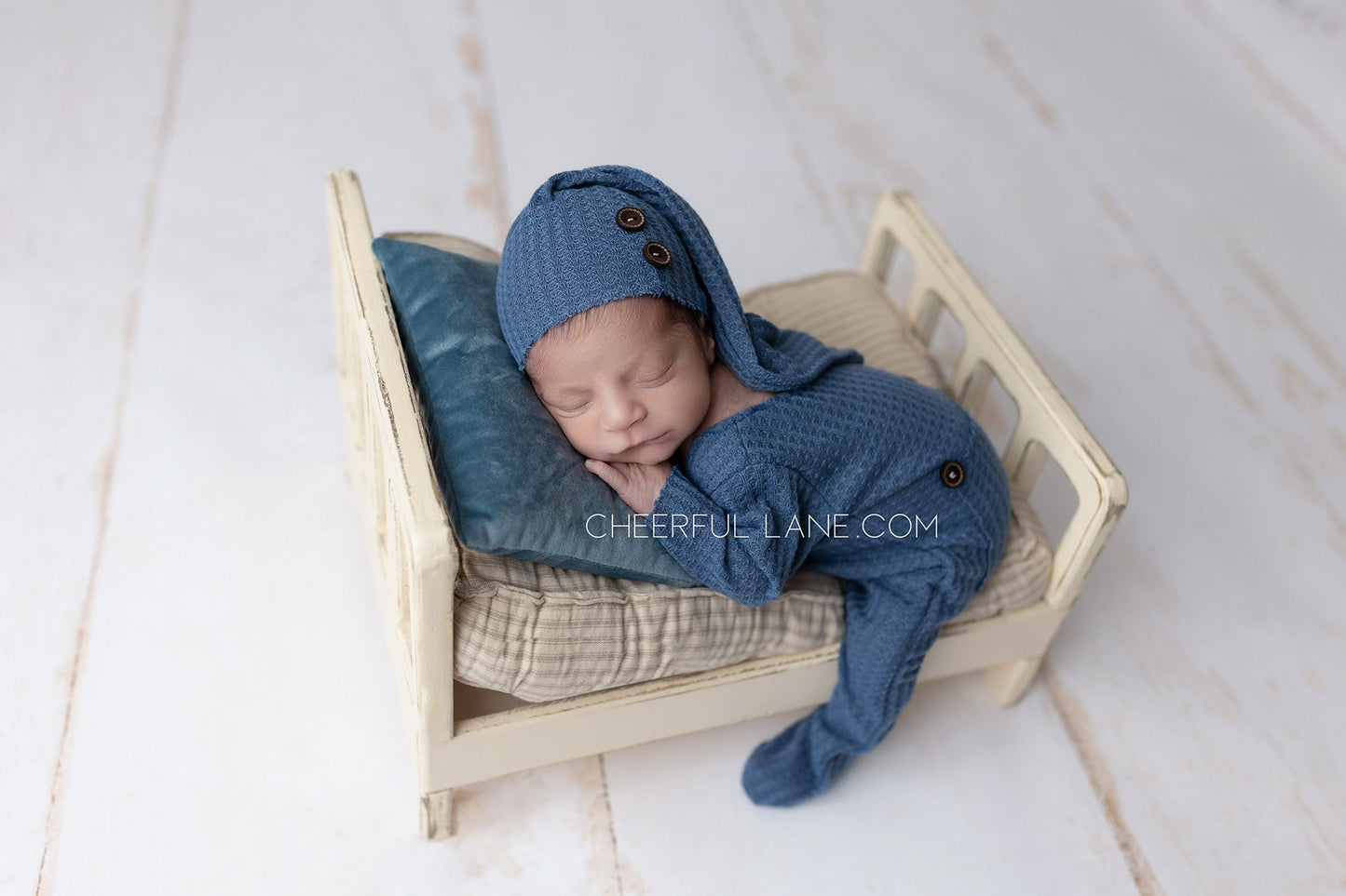 Newborn Photography Prop - Newborn Sleeper and Hat Set - Cheerful Lane