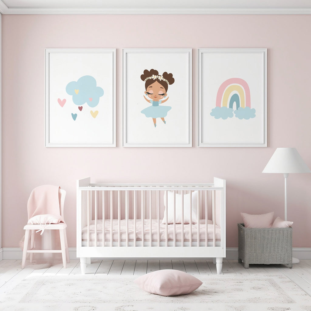 Little Ballerina Nursery Wall Art - Set Of 6 - Nursery Wall Art Decor