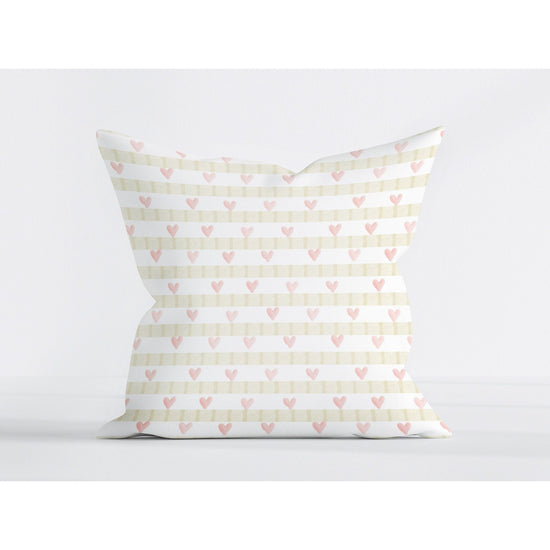 Pillow Cover Nursery Decor - Hearts and Stripes - Cheerful Lane