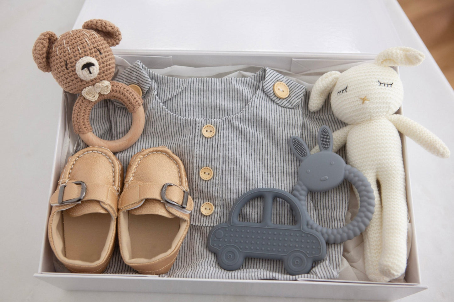 Newborn Baby Gifts | Pack of 11 | Swaddle Bibs Washcloth & Elefantastic Set  | Tiny Lane